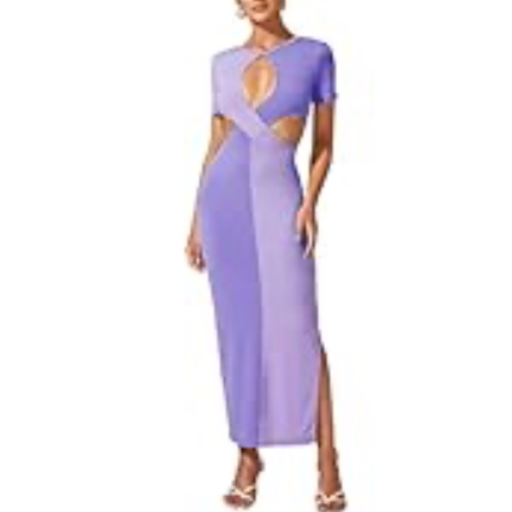WDIRARA Women's Cut Out Tie Front Sleeveless Bodycon Midi Halter
